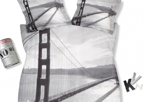 vandyck Golden Gate brug zwart wit zwart wit multi dekbed overtrek theo bot zwaag matras bed.